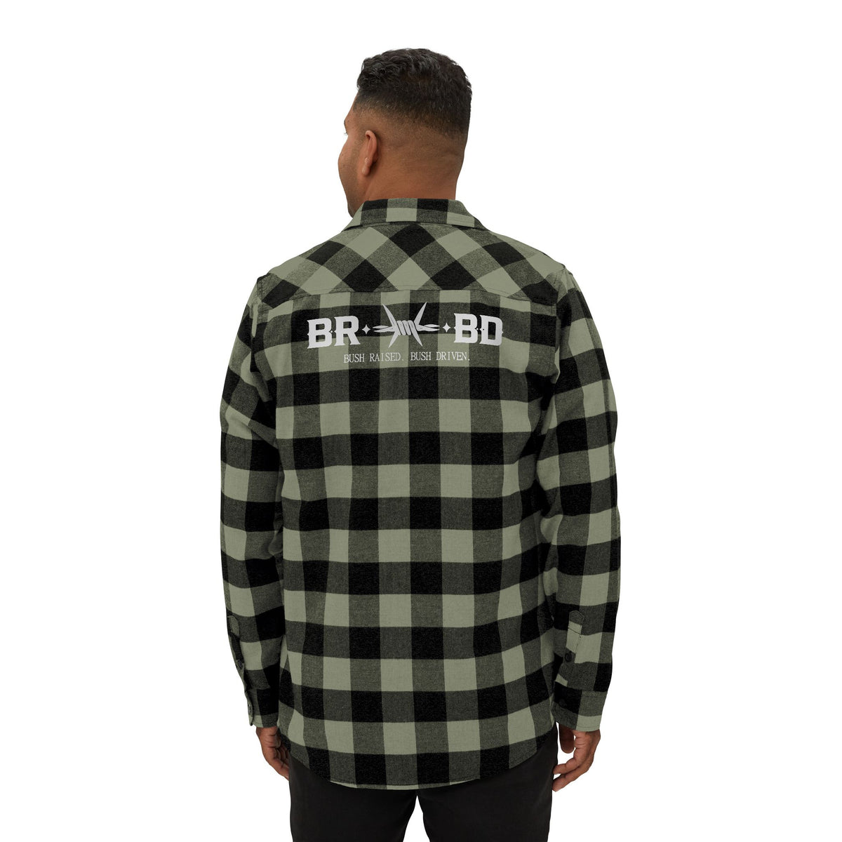 BRBD Logo Flannel Shirt — Plaid Button-Up Shirt with Back Print