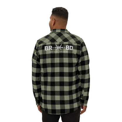 BRBD Logo Flannel Shirt — Plaid Button-Up Shirt with Back Print
