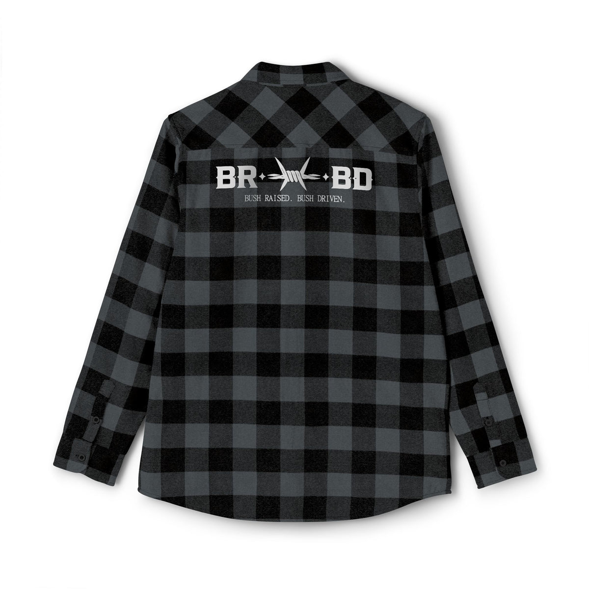 BRBD Logo Flannel Shirt — Plaid Button-Up Shirt with Back Print