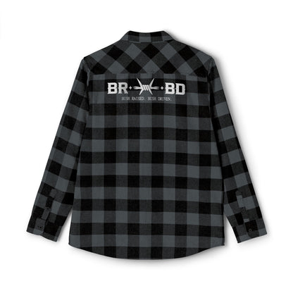 BRBD Logo Flannel Shirt — Plaid Button-Up Shirt with Back Print
