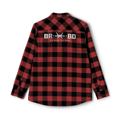 BRBD Logo Flannel Shirt — Plaid Button-Up Shirt with Back Print