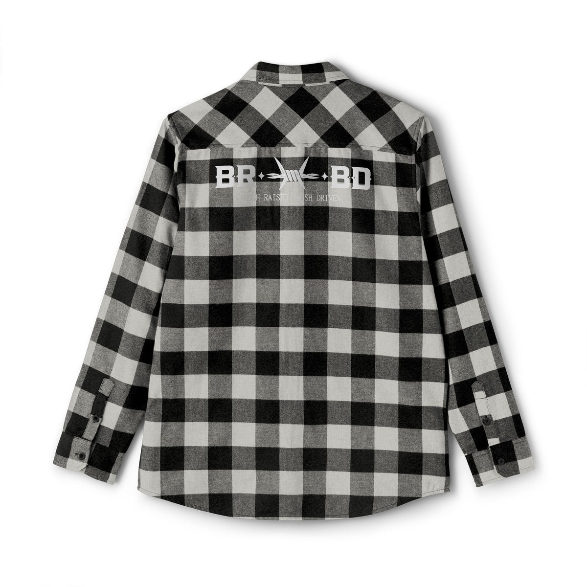 BRBD Logo Flannel Shirt — Plaid Button-Up Shirt with Back Print