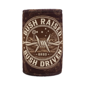 BRBD Stubby Cooler - Maroon Print with Large Logo