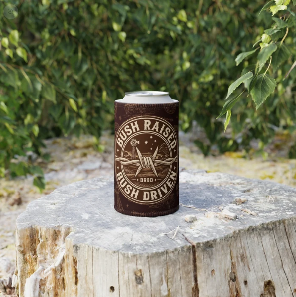 BRBD Stubby Cooler - Maroon Print with Large Logo